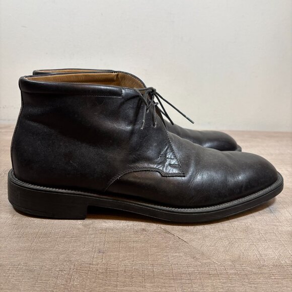 SALVATORE FERRAGAMO Black Leather Chukka Boots - Picture 2 of 8
